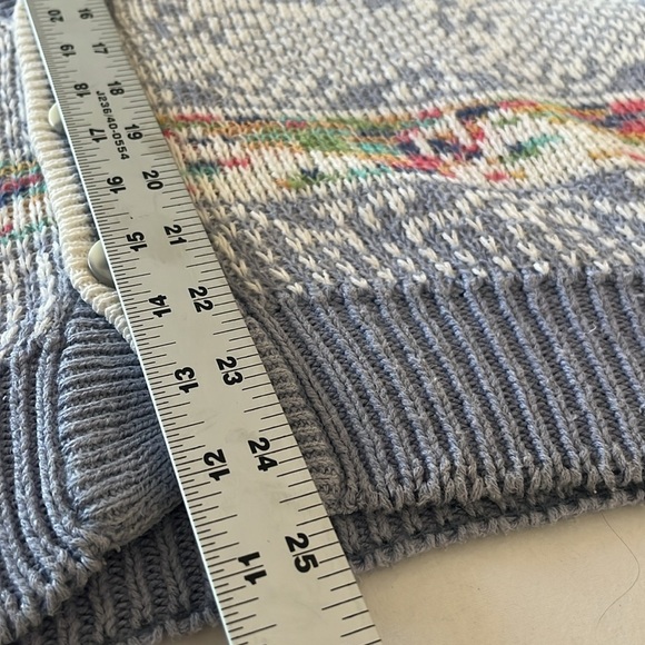 VTG 90S pastel chunky ramie cotton Blue and White Button-Up oversized Cardigan M - Picture 9 of 9